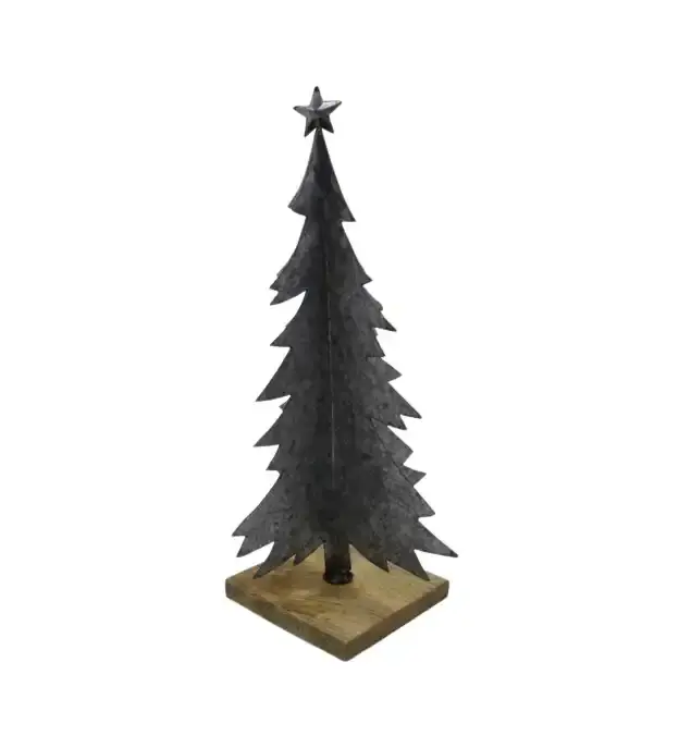 Unique X Mas Tree With Base Oxidase Color Artificial X Mas tree With Wood Base For Home Christmas Decoration