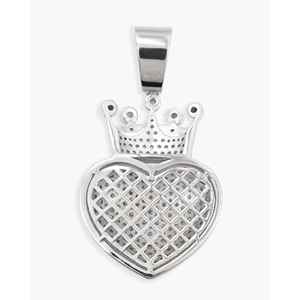 Pendentif cœur couronné en or 14 carats avec breloques en diamant moissanite, collier - Product Image 4