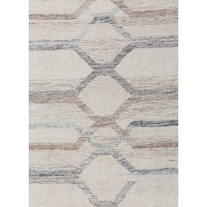 พรมทอมือลายเรขาคณิตทรงสี่เหลี่ยมผืนผ้า ทำจากขนสัตว์และใยวิสโคส ยี่ห้ออินดัสบาร์ รุ่นไอวอรี่ แฟลตวีฟส์ สำหรับห้องโถง ห้องนั่งเล่น และห้องนอน รุ่น-PDWV-28 - Product Image 3