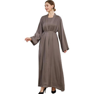 Elegante Abaya para Mujer, Transpirable, de Polietersulfona Sedosa, Manga Larga, Ligera, Talla Grande, Larga hasta el Suelo, Personalizable - Product Image 3