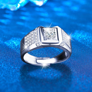 Xjz065 2 Karaat Moissanite Ringen Voor Mannen 925 Sterling Zilver Wit Verguld Verloving Bruiloft Mannen Sieraden - Product Image 2