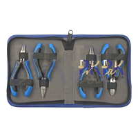Kit de alicates de mango ergonómico de 4 piezas, tamaño de 130mm, punta de cadena, punta plana, Alicates de punta redonda y cortador lateral, Kit de alicates para hacer joyas