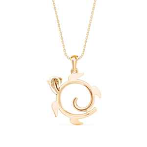 Collar con Colgante de Tortuga Marina con Diamante Cultivado en Laboratorio de Corte Redondo en Oro Sólido de 14k, Certificado IGI, Joyería Minimalista con Diamante de Laboratorio en Venta - Product Image 5