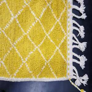 Jaune 100% coton matériel tapis Zigzag motif main bloc impression concepteur abstrait motif Dhurries pour la maison salon décor - Product Image 3