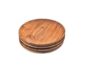 Ensemble d'assiettes de présentation en bois massif naturel, fabriquées à la main, empilables, pour hôtels et restaurants. - Product Image 1
