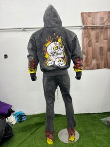 Survêtement décontracté à capuche pour homme, couleur unie, effet délavé, prix bas, respirant, impression de logo personnalisée, service OEM, best-seller hiver 2025 - Product Image 2