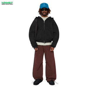 Sweat à capuche double zip personnalisé, coupe ample, 320 g/m², polyester/coton, uni, teinture unie, épaules tombantes, double couche, pour l'hiver - Product Image 2