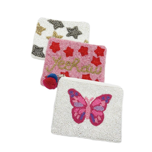 Traditional <b>Butterfly</b> Embroidery <b>Beaded</b> Money Bag Bulk Order Mini Coin Pouch fashion Seed Breads <b>Butterfly</b> Coin Purse From india - Product Image 2