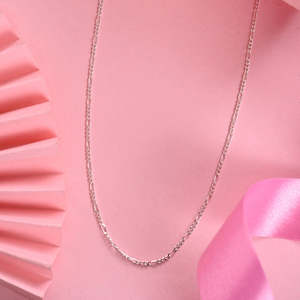 Chaîne Figaro en argent de 18 pouces Très Chic avec diamant Moissanite en or rose et platine pour mariages, cadeaux, fiançailles, fêtes - Product Image 1