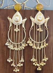 Pendientes Tradicionales Indios de Latón con Moissanita Polki Kashmiri para Mujer, Última Colección, Nuevo Diseño, para Bodas y Fiestas - Product Image 6
