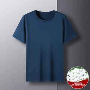 Colección de verano 2025 en stock, camisetas informales de moda para hombres de grado superior, nueva marca, manga corta sólida, 1.7% seda, 100% algodón - Product Image 2
