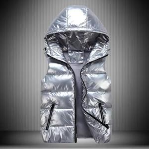 2025 best New Arrival Men's Warn Winter Shiny Quilted Puffer Jacket Windbreaker Padded Thick Black Hooded Bubble Padded Jacket - Product Image 3