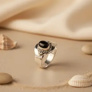 925 Silver <b>Onyx</b> <b>Ring</b> for Men Rhodium Plated Black Stone Gemstone Jewelry Fine Agate <b>Ring</b> Gift - Product Image 3