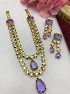 ชุดสร้อยคอ kundan หรูหราสำหรับผู้หญิงหินประดับชาติพันธุ์เหมาะสำหรับสวมใส่เจ้าสาวฟังก์ชั่นงานรื่นเริงและงานเลี้ยง - Product Image 3