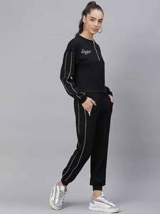 Conjunto Deportivo Personalizado Unisex de Manga Larga para Hombre, Negro, Casual, 100% Algodón, Sudadera con Media Cremallera y Pantalones Deportivos, 2 Piezas - Product Image 6