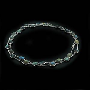 Delicado collar de labradorita de Ley 925, oro de 14 quilates, joyería de boda, artículo de regalo, collar largo de aniversario - Product Image 4