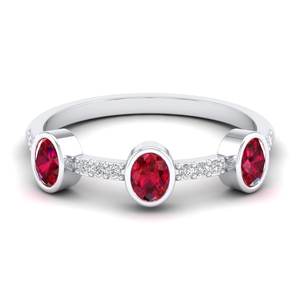 Anillos de Rubí y Moissanita con Corte Ovalado de 0.08 Quilates REYES para Mujer, Certificados por GRA, Plata de Ley 925, Joyería de Lujo - Product Image 5