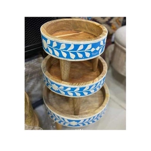 Elegante soporte de pastel con Incrustaciones de nácar multicolor hecho a mano para decoración de vajilla de boda y fiesta para postres - Product Image 5