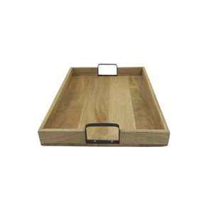 Bandeja para servir comida de diseño moderno Color marrón Utensilios de cocina con estilo de madera natural Bandeja para servir comida y bebida personalizada - Product Image 1