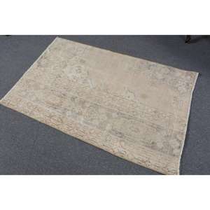 Alfombra Turca Vintage Pequeña de 2.4x3.9 pies, Alfombra de Lana con Estampado Animal Marrón - Product Image 2