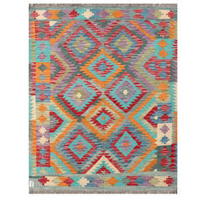 Alfombra Kilim de Maimana, Afganistán, 196 x 153 cm, Alfombras y Juegos de Alfombras - Product Image 1