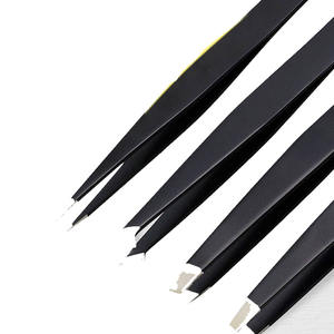 Pince à épiler professionnelle OEM de haute qualité, personnalisée, en acier inoxydable, à pointe, pour extensions de cils en fibre volumineuse, avec poignée diamant blanche - Product Image 5