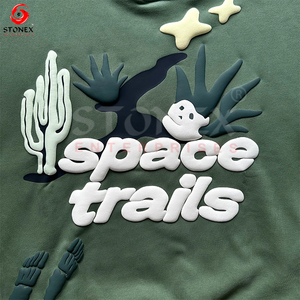 Sweat à capuche Vintage Heavyweight 100% Puff Printing pour hommes et femmes Impression personnalisée Powder Puff de haute qualité - Product Image 2