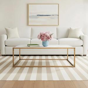 Mesa de Centro Moderna para Sala de Estar con Marco de Metal Dorado de Diseño Simple y Ecológico, con Tapa de Mármol Móvil - Product Image 5