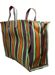 Bolso de compras reutilizable respetuoso con el medio ambiente personalizable, asas de rayas personalizadas de plástico reciclado, nailon sostenible para supermercado - Product Image 3