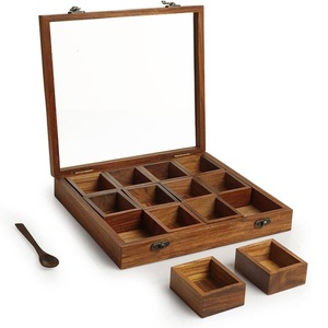 Boîte à épices en bois de qualité supérieure pour ranger les masala, les herbes et les assaisonnements, avec un design élégant pour la maison et la restauration - Product Image 6