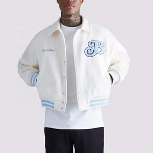 Vestes universitaires pour homme, logo personnalisé, laine, vestes universitaires personnalisées pour homme, vestes universitaires blanches à manches longues vierges pour homme - Product Image 1