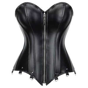 Top Trending Black Pvc <b>Corset</b> body Shaper Satin Under bust <b>Corset</b> With <b>Steel</b> <b>Boned</b> Leather Waist Cincher Sexy Mature <b>Corset</b> - Product Image 1