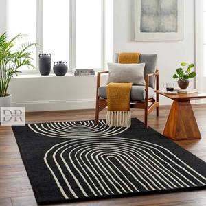 High Quality Custom Size Hand-<b>Tufted</b> Wool Flatweave <b>Rug</b> Black and White Gamer Pattern for Home Use Dining or Prayer - Product Image 6