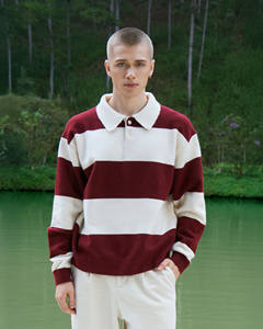 Camiseta de Manga Larga para Hombre, Sólida, Transpirable, Informal, de Rayón y Algodón, Tejido de Punto, Corte Holgado, Logotipo en el Cuello, Fabricada en Vietnam - Product Image 1