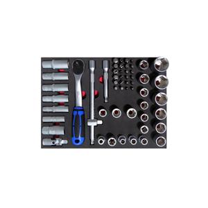 Industrial 6-Drawer Movable <b>Tool</b> <b>Cabinet</b> with 233 Pieces Red Steel and Aluminum Key Locking System - Product Image 2