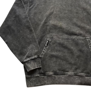 Sudadera con Capucha Estilo Vintage Lavada con Ácido Color Carbón Oscuro, Aspecto Desgastado, Sudadera Holgada de Algodón Suave, Unisex, Informal, para Calle - Product Image 3