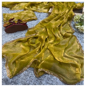 Sari de seda informal Premium de moda de diseñador boutique indio para niñas, ropa de fiesta de boda, Ropa Étnica Sari de moda - Product Image 1