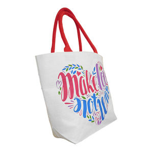 Bolsa de compras de lona de algodón ecológica de alta calidad, bolsa de mano promocional con logotipo personalizado serigrafiado con asa hasta la mano - Product Image 2