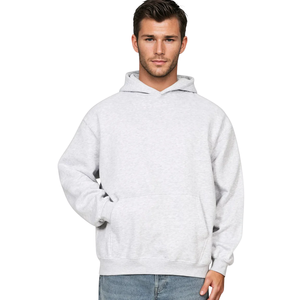 Sudadera con Capucha Gris Claro para Hombre, Sudadera con Capucha de Forro Polar de Algodón, Lisa, Informal, Moda Urbana, Fabricante Mayorista - Product Image 1