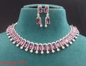 Elegante conjunto de collar y pendientes de piedra AD para mujer, perfecto para fiestas de boda, festivales, ropa nupcial y ocasiones tradicionales - Product Image 2