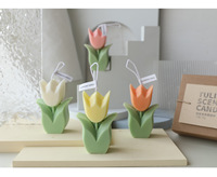 Bougies parfumées en cire de soja en forme de fleur de tulipe mignonne luxe 10 heures vacances Thanksgiving cadeau décoration de la maison 1pc/boîte-cadeau