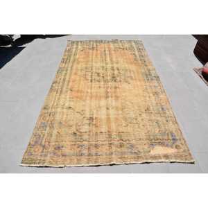 Vintage Large Rug 5x9.1 ft, <b>Brown</b> Blue Southwestern Rug <b>Wool</b> - Product Image 1