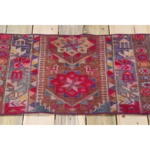 Tapis vintage, tapis turc 1,6x2,9 pieds, tapis en laine géométrique rose - Product Image 3