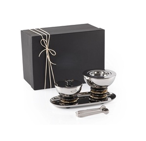 Tamaño y forma personalizados Mabkhar Acero inoxidable Color dorado decorativo Mabkhar con bandeja y caja de almacenamiento y pinzas - Product Image 6