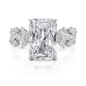 Bague de fiançailles Jeulia en argent sterling avec diamant taille coussin et feuille torsadée marquise - Product Image 2