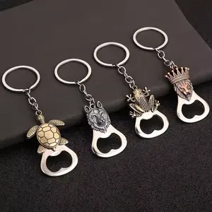 Animale lupo leone rana forma di tartaruga apribottiglie portachiavi bar mercato souvenir regalo in metallo portachiavi apribottiglie portachiavi