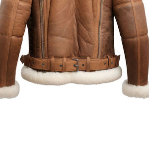 100% Genuine Sheepskin Leather <b>Sherpa</b> <b>Jacket</b> Canvas Hooded Breathable Windproof Custom Design Comfortable Winter <b>Men's</b> Front - Product Image 6