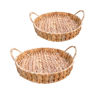 Vente en gros de plateau en jacinthe d'eau, panier de rangement pour fruits, boissons, collations, décoration intérieure, panier de service de fruits écologique - Product Image 1