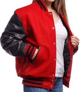 Varsity Jacket Wholesale Custom Logo Men's Newest Style Custom Logo High Quality Contrast Sleeve Varsity Bomber Breathable - Product Image 1