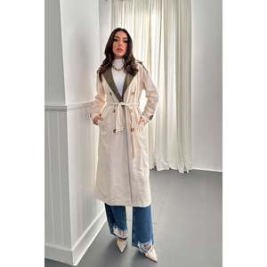 Manteau trench beige kaki avec dos rayé et ceinture - Beige kaki - Product Image 1